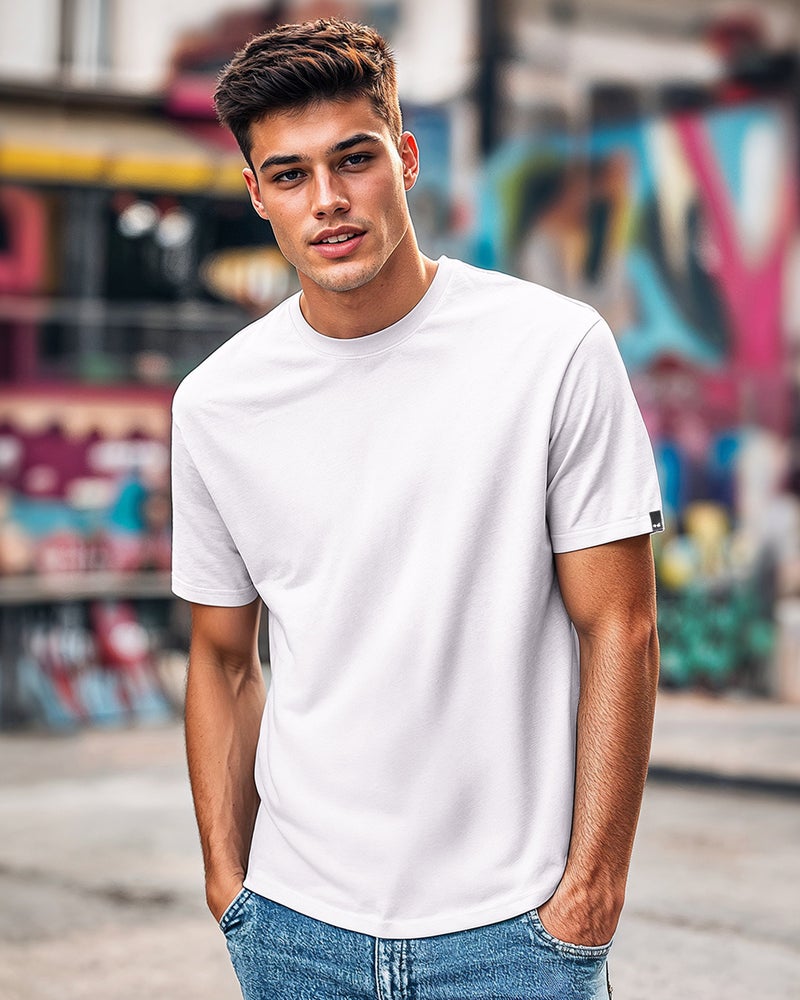 bewakoof Men's White T-shirt - Image 1